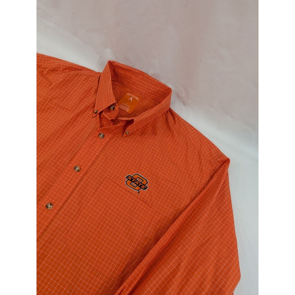 Antigua Oklahoma State University‎ Cowboys Button Shirt L Long Sleeve Orange OSU